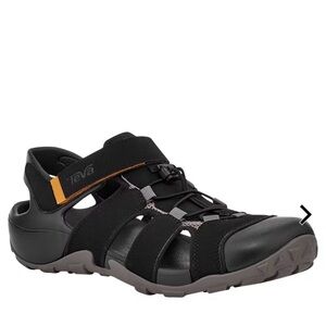 Teva Black Sport Sandals with Yellow Accent